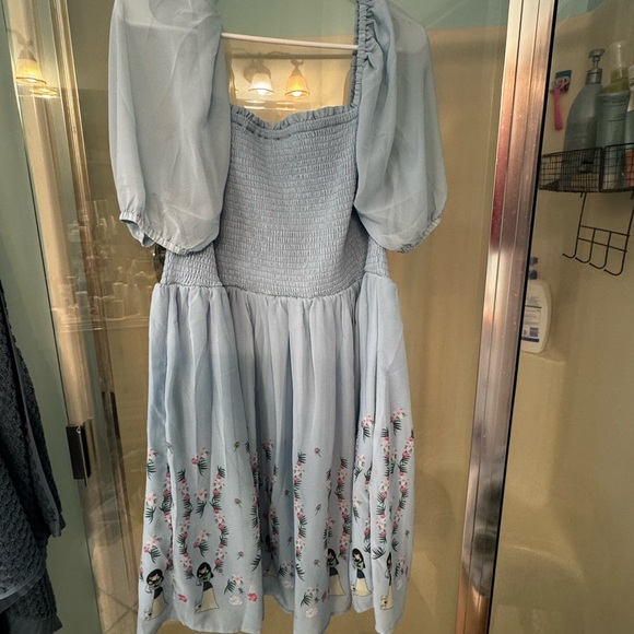 BNWT-Disney Mulan (& Little Brother) Light Blue Embroidered Mini Dress - Picture 6 of 12